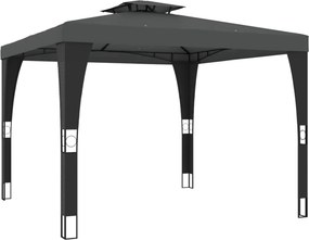 vidaXL Κιόσκι με Διπλή Οροφή Ανθρακί 2,98x2,98 μ. Ατσάλινο