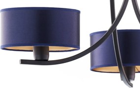 Κρεμαστό Πολύφωτο Arthur Φ65cm Μαύρο με Μπλε Ύφασμα