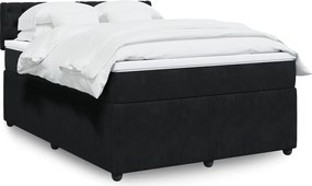 vidaXL Κρεβάτι Boxspring με Στρώμα Μαύρο 140x200 εκ. Βελούδινο