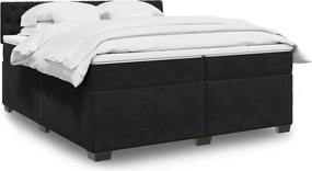 vidaXL Κρεβάτι Boxspring με Στρώμα Μαύρο 200x200 εκ. Βελούδινο