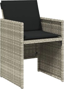 vidaXL Σετ Τραπεζαρίας Κήπου 5 τεμ. Αν. Γκρι Συνθ. Ρατάν με Μαξιλάρια