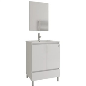 Drop Delta 60 Slim White Gloss 62x47 - Πάγκος με Νιπτήρα &amp; Καθρέπτη