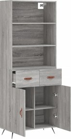vidaXL Ντουλάπι Γκρι Sonoma 69,5 x 34 x 180 εκ. Επεξεργασμένο Ξύλο