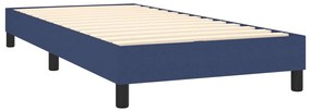 vidaXL Κρεβάτι Boxspring με Στρώμα Μπλε 90x190 εκ.Υφασμάτινο