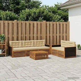 vidaXL Σειρά Καναπέ Εξωτερικού 6 pcs Φυσικό και Μπεζ