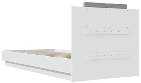 vidaXL Πλαίσιο Κρεβατιού με Κεφαλάρι Λευκό 90x200 εκ. Επεξεργ. Ξύλο