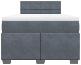 vidaXL Κρεβάτι Boxspring με Στρώμα Σκούρο Γκρι 120x190 εκ. Βελούδινο