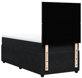 vidaXL Κρεβάτι Boxspring με Στρώμα Μαύρο 100x200 εκ. Βελούδινο