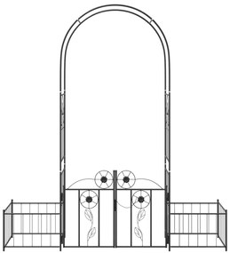 vidaXL Κήπος Αψίδα με κλειδαριά Μαύρο 203 x 50 x 218 εκ.