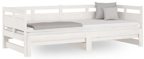 vidaXL Καναπές Κρεβάτι Συρόμενος Λευκός 2x(80x200) εκ. από Μασίφ Πεύκο