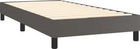 vidaXL Κρεβάτι Boxspring με Στρώμα Γκρι 100x200εκ. από Συνθετικό Δέρμα
