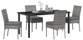 vidaXL Σέτ φαγητού για κήπο 5 pcs Γκρι Χάλυβας με επίστρωση πούδρας