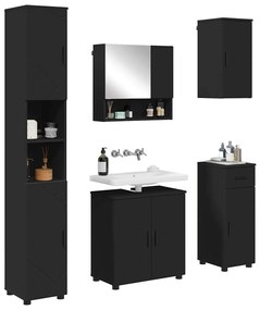 vidaXL Σετ Επίπλων Μπάνιου με συρτάρι 5 pcs Μαύρο 61 x 35 x 64 εκ.