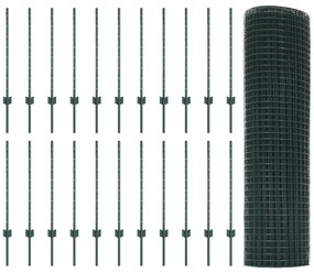 vidaXL Συρματόπλεγμα με 22 U Posts Πράσινο 0.8x50 m Χάλυβα