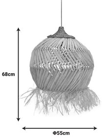 Φωτιστικό οροφής Koronse Inart sisal σε φυσικό χρώμα Φ55x68εκ 55x55x68 εκ.