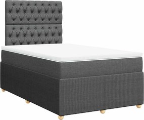 vidaXL Κρεβάτι Boxspring με Στρώμα Σκούρο Γκρι 120x200 εκ. Υφασμάτινο