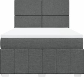 vidaXL Κρεβάτι Boxspring με Στρώμα Σκούρο Γκρι 140x200 εκ Υφασμάτινο