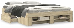 vidaXL Πλαίσιο Κρεβατιού Χωρ. Στρώμα Sonoma Δρυς 160x200 εκ. Επ. Ξύλο