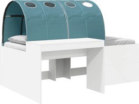 vidaXL Κρεβάτι με Σήραγγα 4 τμχ. Λευκό και Γαλάζιο Επεξεργασμένο Ξύλο