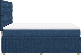 vidaXL Κρεβάτι Boxspring με Στρώμα Μπλε 140x190 εκ. Υφασμάτινο