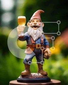 Intra Συλλεκτικό Ξύλινο Παζλ Plywood  4mm - Ειδώλιο Gnome εξωτερικού χώρου με αλκοολούχο ποτό Σε Ξύλινο Κουτί - Διαστάσεις Puzzle: 10x10 cm – 25 κομμάτια