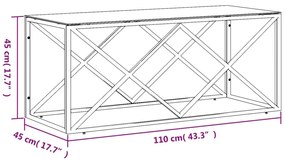 Τραπέζι Σαλονιού 110x45x45 εκ. από Ανοξ. Ατσάλι και Γυαλί - Ασήμι