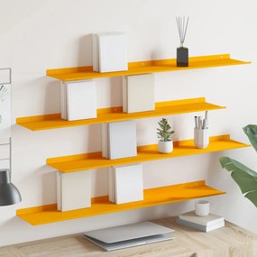 vidaXL Πλωτό ράφι 4 pcs Χαμομηλί κίτρινο 100 x 18 x 2,5 εκ Ατσάλι