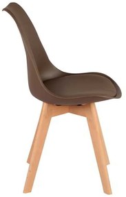 Καρέκλα Gaston pakoworld PP-PU καφέ απόχρωση- φυσικό πόδι 43x51x75εκ
