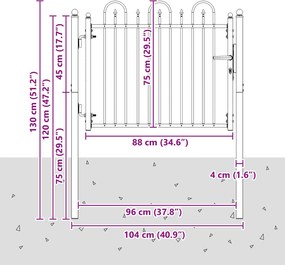 vidaXL Πύλη Φράχτη DRONTEN 100 x 75 cm Κλειδώσιμο Μέταλλο Μαύρο
