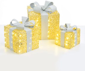 Σετ gold silk gift box silver bow