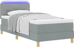 vidaXL LED Κρεβάτι με βάθρο Ανοιχτό γκρι 100 x 200 cm ύφασμα