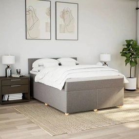 vidaXL Κρεβάτι Boxspring με Στρώμα Taupe 140x190 εκ. Υφασμάτινο