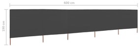 vidaXL Προστατευτικό Αέρα με 5 Πάνελ Ανθρακί 600 x 160 εκ. Υφασμάτινο