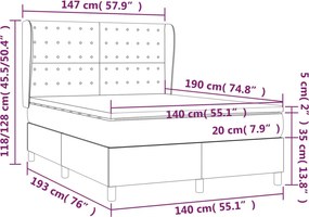 vidaXL Κρεβάτι Boxspring με Στρώμα Λευκό 140x190εκ.από Συνθετικό Δέρμα