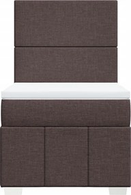 vidaXL Κρεβάτι Boxspring με Στρώμα Σκούρο Καφέ 100x200 εκ. Υφασμάτινο