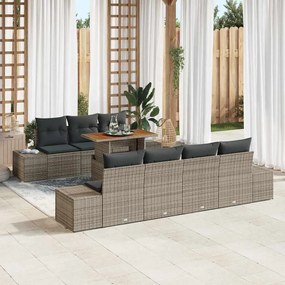 vidaXL Σετ Καναπέ Κήπου με αποθήκευση 8 pcs Γκρι Πολυ ράταν