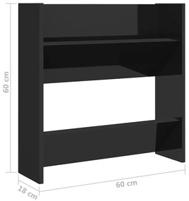 Παπουτσοθήκη Τοίχου Γυαλ. Μαύρο 60 x 18 x 60 εκ. Επεξ. Ξύλο - Μαύρο