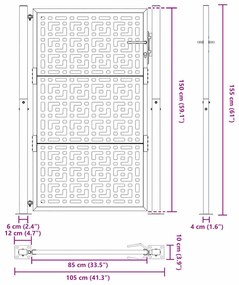 ΠΥΛΗ ΚΗΠΟΥ 105X155 CM ΣΤΑΥΡΟΣ ΣΧΕΔΙΑΣΜΟΥ ΑΠΟ ΔΙΑΒΡΩΜΕΝΟ ΧΑΛΥΒΑ 4101006