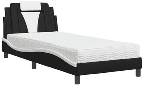 vidaXL Κρεβάτι με Στρώμα Μαύρο/Λευκό 90x190 εκ. από Συνθετικό Δέρμα