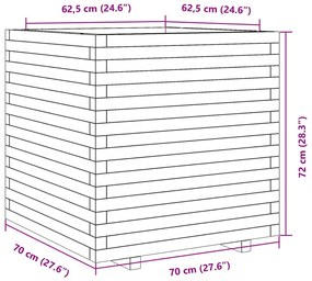 Ζαρντινιέρα Λευκή 70x70x72 εκ. από Μασίφ Ξύλο Πεύκου - Λευκό