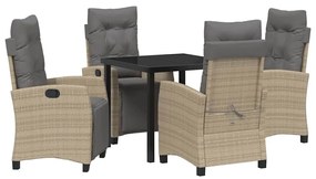 vidaXL Σέτ φαγητού για κήπο 5 pcs Μπεζ συνθετικό ρατάν