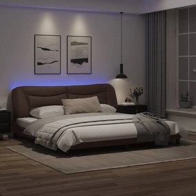 Πλαίσιο Κρεβατιού με LED Καφέ 200x200 εκ. Συνθετικό Δέρμα - Καφέ