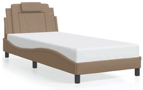 vidaXL Σκελετός Κρεβατιού Viana Χωρίς Στρώμα Καπουτσίνο 90x200 εκ. Συνθ. Δέρμα