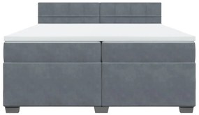 vidaXL Κρεβάτι Boxspring με Στρώμα Σκούρο Γκρι 200x200 εκ. Βελούδινο