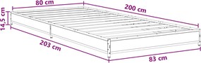 vidaXL Σκελετός Κρεβατιού Artisan Δρυς 80 x 200 cm Επεξεργασμένο Ξύλο