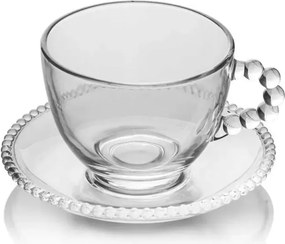 Stewehome Σετ 6 τεμαχίων γυάλινων φλιτζανιών τσαγιού με πιατάκια μοντέρνου στυλ Πολύχρωμο