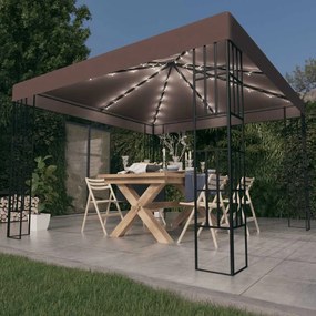 vidaXL Κιόσκι με Φωτάκια LED Taupe 3 x 3 μ.