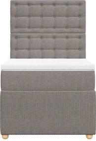 vidaXL Κρεβάτι Boxspring με Στρώμα Taupe 100 x 200 εκ. Υφασμάτινο