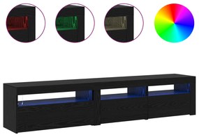 vidaXL Βάσεις τηλεόρασης 2 τεμ με φωτιστικά LED μαύρη καρυδιά επεξεργασμένο ξύλο