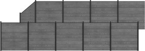vidaXL Πάνελ Φράχτη 10 pcs WPC και Αλουμίνιο Γκρι